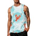 thumbnail image 1 of GrmtClth Mens Beach Sleeveless Tank Top Mens Tropical Summer Tank Cute Palm Crayfish Lobster Citrus Loose Fit Tropical Outdoor Tank Tee Clothes Decorated With Subtle Ocean Motifs White S, 1 of 6