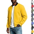 thumbnail image 1 of GrmtClth Mens Bomber Jacket Lightweight Zip Up Casual Retro Fall Varsity Jacket with Pockets Yellow S, 1 of 8