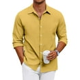 thumbnail image 1 of GrmtClth Mens Button Down Shirt Long Sleeve Regular Fit Dress Shirt Classic Stretch Solid Formal Shirt Yellow XXL, 1 of 7