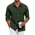 thumbnail image 1 of GrmtClth Mens Button Down Shirt Long Sleeve Slim Fit Dress Shirt Business Stretch Solid Formal Shirt Army Green XL, 1 of 7