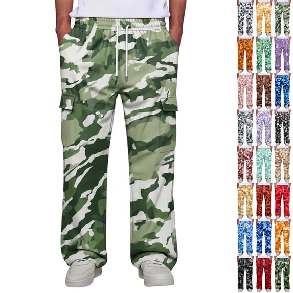 GrmtClth Mens Camouflage Cargo Joggers Pants Elastic Waist Casual Dungarees Trousers Outdoor Hiking Bottoms Army Green XL