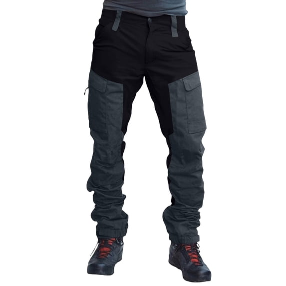GrmtClth Mens Cargo Pants 2026 Linen Relaxed Fit Casual Elastic Waist Drawstring Palazzo Pants Summer Beach Travel Wide Leg Trousers with Label Black L