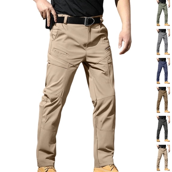 GrmtClth Mens Cargo Pants Water Resistant Hiking Outdoor Relaxed Fit Work Pants Multi Pockets with No Belt XL