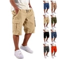 thumbnail image 1 of GrmtClth Mens Cargo Shorts Drawstring Elastic Waist Stretch Hiking Shorts Relaxed Fit Casual Work Short Pants with Pockets Beige 3XL, 1 of 9