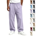 thumbnail image 1 of GrmtClth Mens Casual Wide Leg Baggy Slacks Elastic Drawstring Waist Open Bottom Soft Sweat Fabric Daily Lounge Running Walking Sweatpants With Pockets Light Purple 5XL, 1 of 8