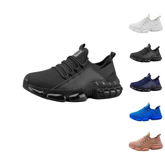 GrmtClth Mens Composite Toe Safety Sneakers Knit Breathable Upper Shock Absorbing Air Cushion Sole Anti‑Slip Industrial Working Footwear