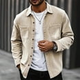 thumbnail image 1 of GrmtClth Mens Corduroy Jacket Casual Oversized Button Down Shackets Lightweight Long Sleeve Jacket with Flap Pockets Beige XL, 1 of 7