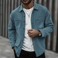 thumbnail image 1 of GrmtClth Mens Corduroy Jacket Casual Oversized Button Down Shirt Jacket Soft Long Sleeve Jacket with Flap Pockets Blue S, 1 of 5