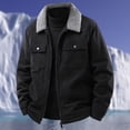 thumbnail image 1 of GrmtClth Mens Corduroy Jacket Vintage Sherpa Lined Trucker Jacket Outdoor Turn-Down Collar Zip Up Thick Warm Winter Coats Black L, 1 of 8