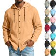 thumbnail image 1 of GrmtClth Mens Cotton Linen Shirts Button Down Hoodies Long Sleeve Casual Hoodies Hawaiian Beach Top Lightweight Fashion Shirts for All Season M, 1 of 6