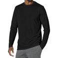 thumbnail image 1 of GrmtClth Mens Crew Neck Solid Long Sleeve Top, Plain Breathable Soft Loose Fit Weekend Athletic Undershirts Black 2XL, 1 of 4