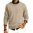 thumbnail image 1 of GrmtClth Mens Crew Neck Sweaters Big & Tall Knit Sweaters Classic Basic Soft Comfy Long Sleeve Pullover Tops Khaki L, 1 of 6