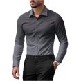 thumbnail image 1 of GrmtClth Mens Dress Shirts Long Sleeve Regular Fit Button Up Shirt Vintage Stretch Gradient color Formal Shirt Gray XL, 1 of 8