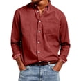 thumbnail image 1 of GrmtClth Mens Dress Shirts Untucked Long Sleeve Button Up Shirts Casual Hombre Comfort Soft Outfit Red 3XL, 1 of 5
