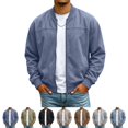thumbnail image 1 of GrmtClth Mens Faux Suede Baseball Collar Outerwear Modern Bomber Cut Soft Faux‑Suede Fabric Full‑Zip Closure Daily Coats, 1 of 8