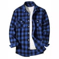 thumbnail image 1 of GrmtClth Mens Flannel Shirt Lightweight Plaid Shirts Button Fashion Shirt Jacket Long Sleeve Shirt Shackets with Pocket Blue L, 1 of 4