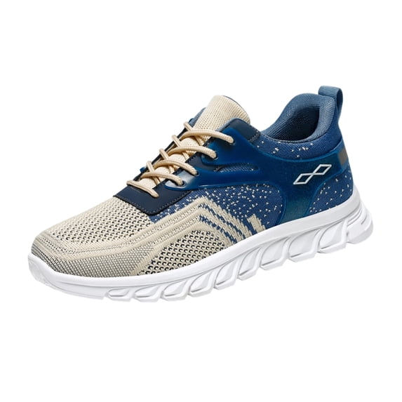 GrmtClth Mens Gradient Hollow Mesh Running Sneakers Lace Up Lightweight Shock Absorb Non Slip Flexible Sole Outdoor Casual Walking Sport Shoes Blue (US/9)