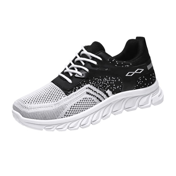 GrmtClth Mens Gradient Hollow Mesh Running Sneakers Lace Up Lightweight Shock Absorb Non Slip Flexible Sole Outdoor Casual Walking Sport Shoes White (US/7.5)