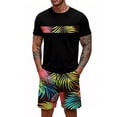 thumbnail image 1 of GrmtClth Mens Hawaii 2 Piece Outfits Tropical Crew Neck T-Shirt and Shorts Set Lightweight Short Sleeve Outfit Comfy Elastic Drawstring Clothing Multicolor 5XL, 1 of 4