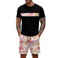 thumbnail image 1 of GrmtClth Mens Hawaii 2 Piece Outfits Tropical Crew Neck Tee and Shorts Set Casual Short Sleeve Outfits Trendy Elastic Drawstring Clothes Hot Pink M, 1 of 4