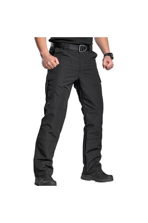 Mens Hiking Pants Ripstop Waterproof Cargo Pants Casual Breathable Flex Stretch Travel Pants Fishing Trousers with Multi Pockets(No Belt) Black XXL