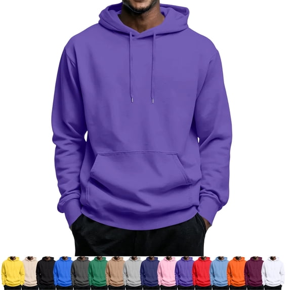 GrmtClth Mens Hoodie Soft Knit Leisure Pullover Hooded Sweatshirt Adjustable Drawstring Hood Pocket Oversized Silhouette Daily Commute Street‑wear Workout Tops