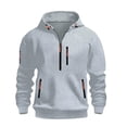 thumbnail image 1 of GrmtClth Mens Hoodies Half Zip Sweatshirt Vintage Long Sleeve Pullover Tops 2025 Fall Sports Drawstring Hooded Outerwear with Pockets Light Gray XL, 1 of 2