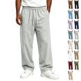 thumbnail image 1 of GrmtClth Mens Lightweight Baggy Lounge Sweatpants Barrel Wide Leg Cut Adjustable Elastic Drawstring Waist Convenient Side Pocket Casual Athletic Pants Light Gray XL, 1 of 6