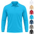thumbnail image 1 of GrmtClth Mens Long Sleeve Golf Polo Shirts Soft Air Circulation Fabric Single Chest Pocket Quick Dry Performance Daily Commute Collared Shirts Light Blue 2XL, 1 of 8