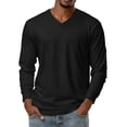 thumbnail image 1 of GrmtClth Mens Long Sleeve Shirts Basic V-Neck Classic Tops Solid Color Fashion Tee Slim Fit Clothes Black 5XL, 1 of 7
