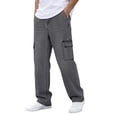 thumbnail image 1 of GrmtClth Mens Loose Cargo Denim Trousers, Cozy Street Outfit, Wide Leg Multi Pocket Jeans, Breathable Male Daily Commute Fashion Bottoms Gray XL, 1 of 5