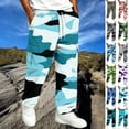 thumbnail image 1 of GrmtClth Mens Loose Fit Camo Cargo Sweatpants All Over Camouflage Print Elastic Pull On Waist Multi Pocket Street Walking Trousers Blue XL, 1 of 7
