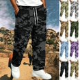 thumbnail image 1 of GrmtClth Mens Loose Fit Camo Cargo Trousers All Over Camo Print Multi Utility Pockets Drawstring Elastic Waist Street Casual Pants Black XL, 1 of 8