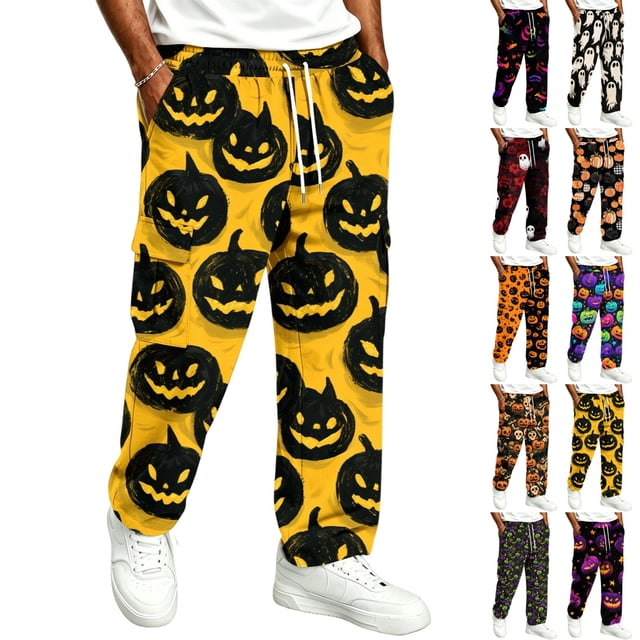 GrmtClth Mens Pajama Bottoms Halloween All Over Print Cuffed Sweatpants ...