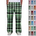 thumbnail image 1 of GrmtClth Mens Plaid Cargo Sweatpants Elastic Drawstring Waist Baggy Wide Leg Multi Pocket Casual Trousers Light Green L, 1 of 5
