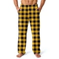 thumbnail image 1 of GrmtClth Mens Plush Warm Pajama Pants Stylish Flannel Fleece Soft Comfy Plaid Lounge Pants Winter Thermal Fluffy Pj Pants with Pockets Yellow L, 1 of 4