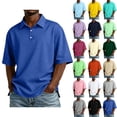 thumbnail image 1 of GrmtClth Mens Polo Shirts loose Fit Performance Half Sleeve Wrinkle Free Collared Shirt Soft Stretchy Casual Athletic Work Uniform Summer Daily Outdoor Activities Blue XL, 1 of 8