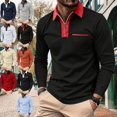 thumbnail image 1 of GrmtClth Mens Quarter Zip Lapel Polo Shirts Color Block Collar Long Sleeve Slim Fit Golf Tops With Chest Pocket Gray L, 1 of 9
