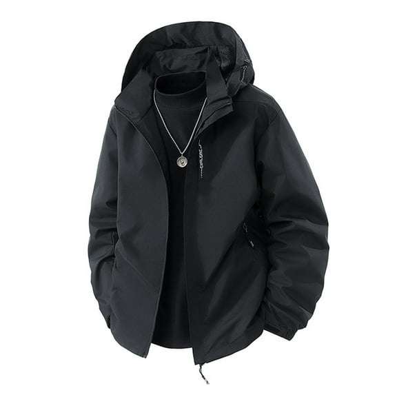 GrmtClth Mens Rain Jacket Softshell Water Resistant Tactical Jacket with Hood Windproof Windbreaker Rain Coat for Outdoor Hiking Black XXXL