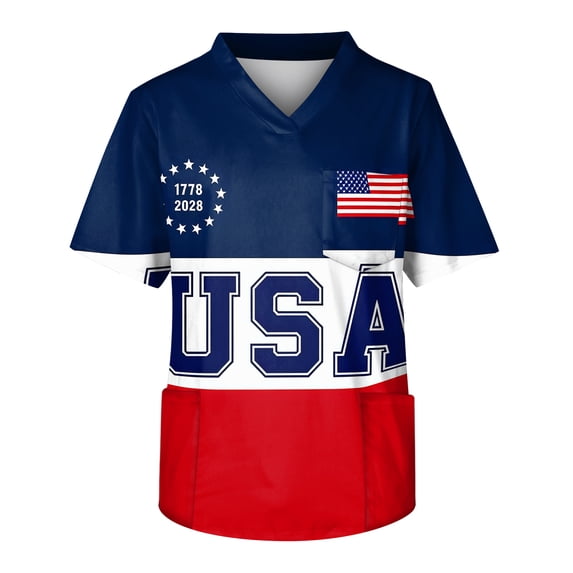 GrmtClth Mens Scrub Tops 2026 Stretchy 250 Usa Medical Uniform Lightweight with Pockets Short Sleeve Trend Work Shirts Blue 4XL