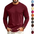 thumbnail image 1 of GrmtClth Mens Shirts Baseball Raglan Long Sleeve Shirt Solid Crew Neck Soft Jersey Casual Fashion Shirt Wine XL, 1 of 7