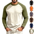 thumbnail image 1 of GrmtClth Mens Shirts Crew Neck Long Sleeve Two Tone Raglan Baseball Soft Breathable Streetwear Male Shirts Army Green M, 1 of 5