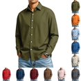 thumbnail image 1 of GrmtClth Mens Shirts Long Sleeve Collar Button Down Wrinkle Free Regular Fit Solid Tone Office Business Casual Tops Army Green M, 1 of 7