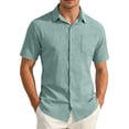 thumbnail image 1 of GrmtClth Mens Shirts Loose Fit Collared Top Breathable Short Sleeve Polo Shirt Trend Button Down Tee with Pocket Green 3XL, 1 of 4