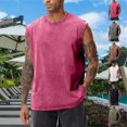 thumbnail image 1 of GrmtClth Mens Shirts Loose Fit Sleeveless Muscle Shirts Acid Wash Crew Neck Running Outdoor Casual Tank Tops Hot Pink M, 1 of 5