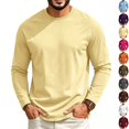 thumbnail image 1 of GrmtClth Mens Shirts Raglan Long Sleeve Solid Color Crew Neck Basic Casual Lightweight Pullover Tee Yellow L, 1 of 7