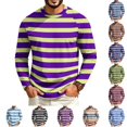 thumbnail image 1 of GrmtClth Mens Shirts Retro Striped Long Sleeve Crew Neck Pullover Lightweight Gentle Skin Friendly Autumn Walking Shirts Dark Purple 3XL, 1 of 5