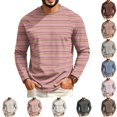 thumbnail image 1 of GrmtClth Mens Shirts Retro Striped Raglan Long Sleeve Crewneck Pullover Soft Lightweight Spring Autumn Casual Daily Tops Watermelon Red L, 1 of 5