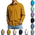 thumbnail image 1 of GrmtClth Mens Shirts Wrinkle Free Solid Long Sleeve Button Down Collared Regular Fit Stretch Business Daily Casual Dress Tops Earthy Yellow L, 1 of 7