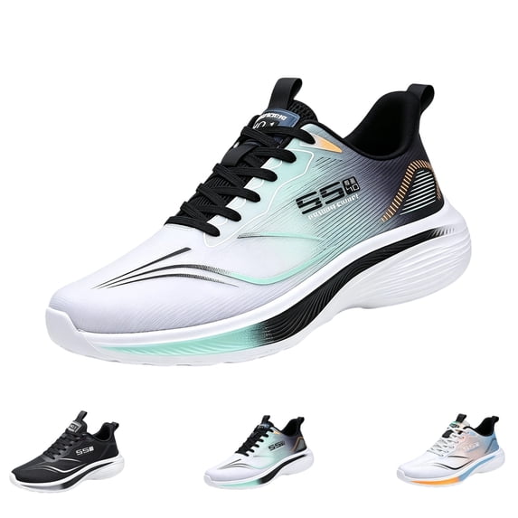 GrmtClth Mens Stylish Knit Upper Sports Shoes Lace Up Cushioned Flexible Sole Comfort Outdoor Walking Training Sneakers